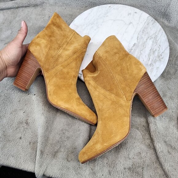 Vince Camuto Shoes Womens Size 7.5 Creestal Brown Suede Ankle Boots *Read* - Picture 6 of 11